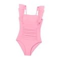 thumbnail image 6 of One Piece Swimsuit for Women Puffy Sleeves Tummy Control Bathing Suit Tie Back Swimwear (Pink, 12-13 Years), 6 of 7
