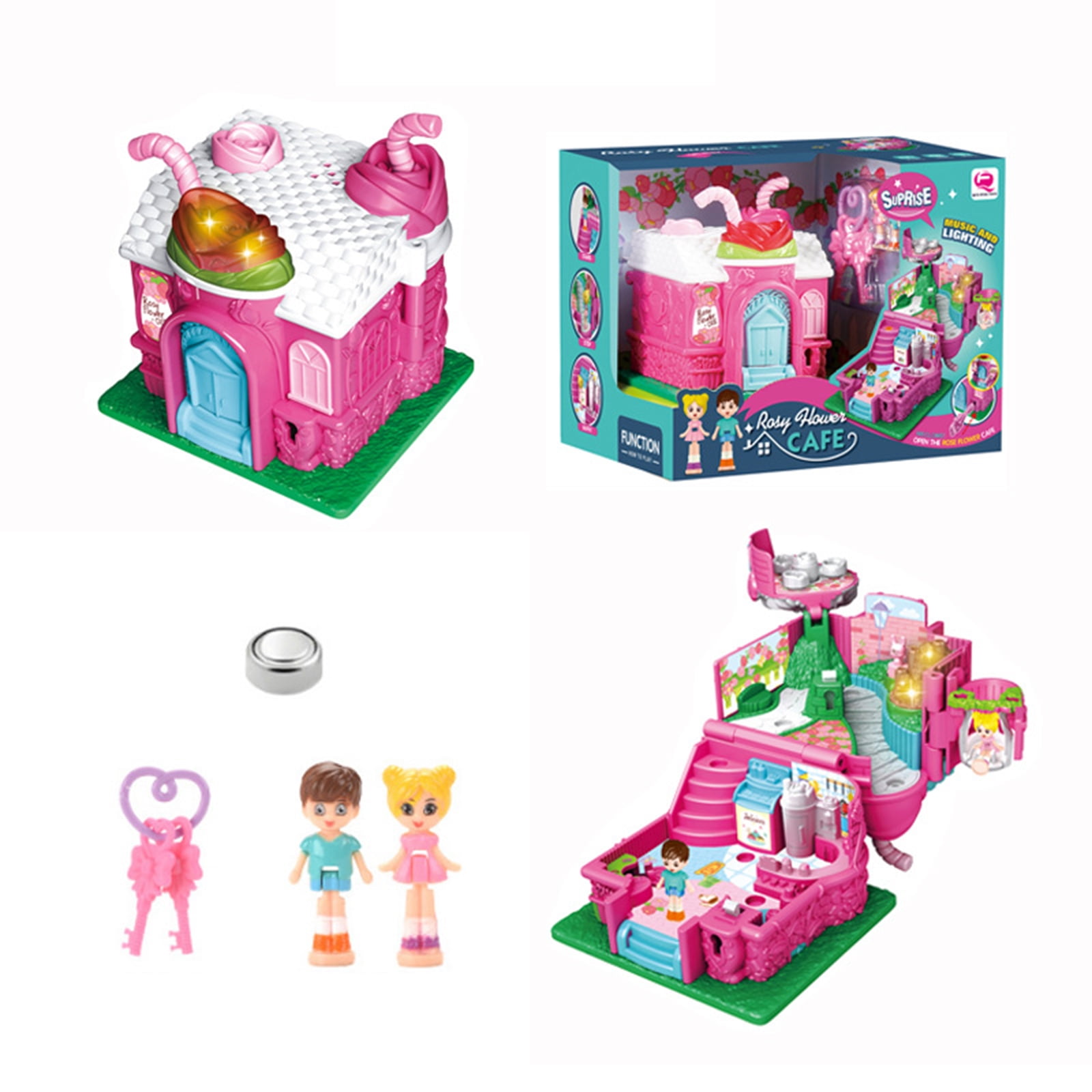 Doll House Kit,Dollhouse with Lights and Music, DIY Pretend Play