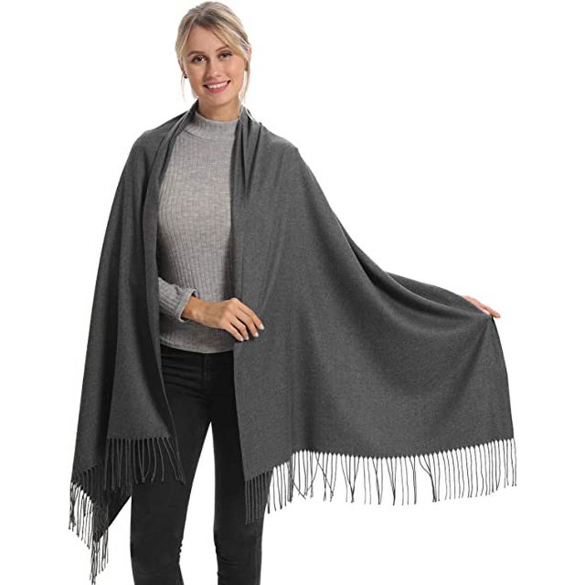 Bufanda y chal envolvente de pashmina acrílica de mezcla de cachemira de lana suave para mujer - Gris oscuro brillar Electrónica