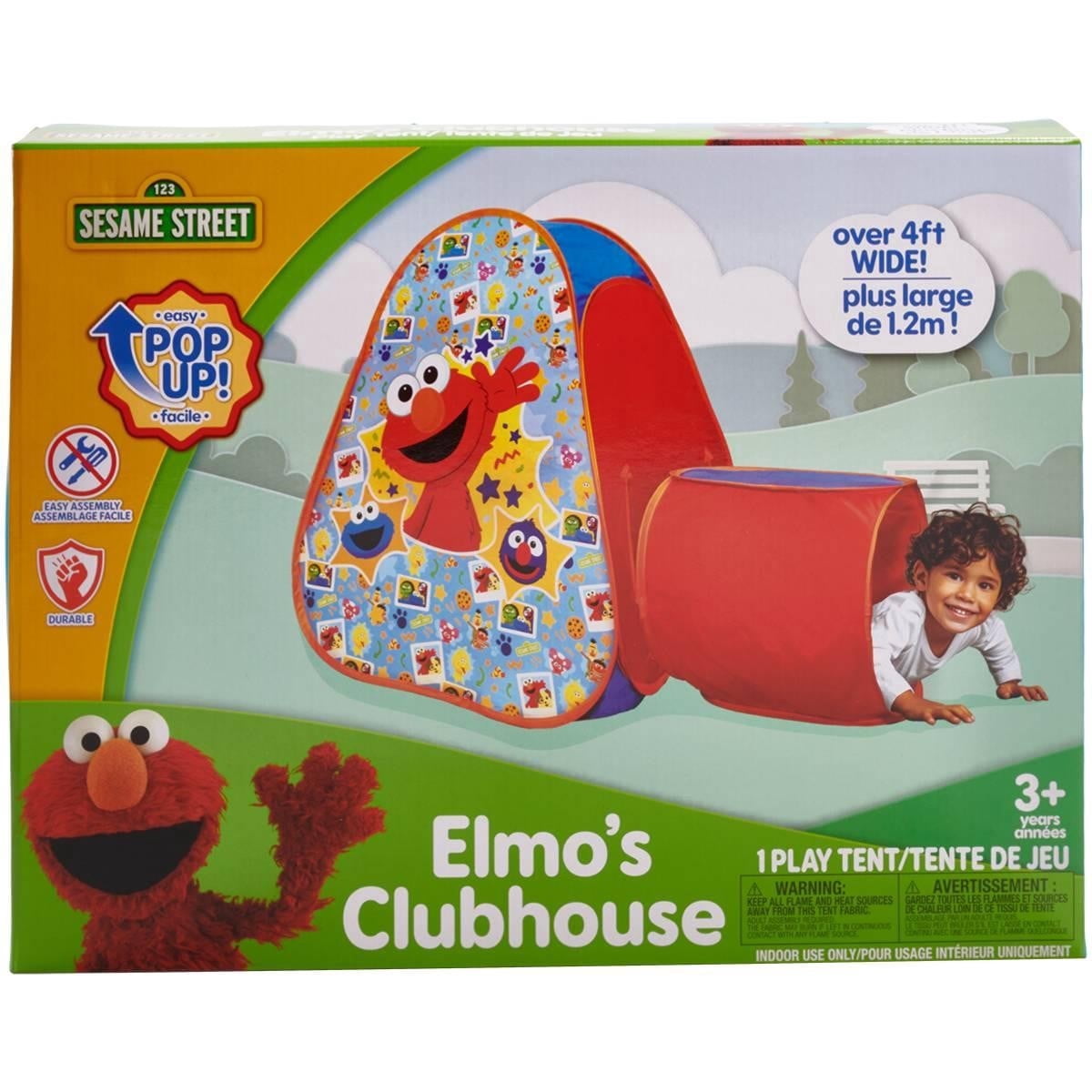 Sesame Street Elmo Clubhouse Kids Play Tent with Crawl Tunnel, 5-in-1 Pop-Up Indoor Outdoor Playhouse