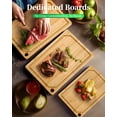 thumbnail image 2 of Juego de tablas de cortar de cocina Kitsure de bambú, 3 piezas, con ranura, 2 of 9