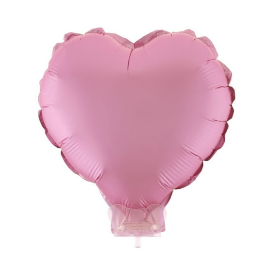 Balloon-Foil-Heart on Stick-11"x11"-Matte Pnk