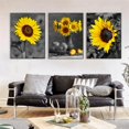thumbnail image 5 of 3 Panels Flowers Artwork Painting Prints Pictures Canvas Wall Art for Bathroom,Black and White,12" W x 12" H, Multi-Sized, 5 of 5