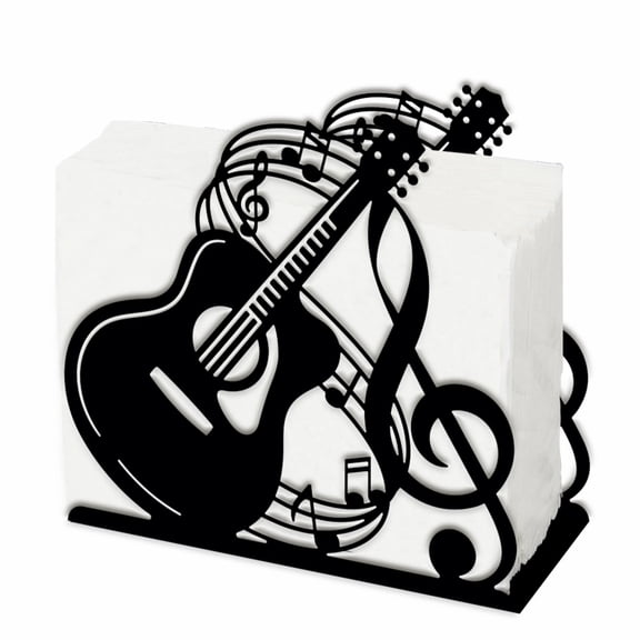 Gleamdisplay Guitar Metal Napkin Holder - Black, 4.9x5.3x2.0 Inches for Kitchen Dining Table