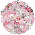 thumbnail image 1 of Pegatinas lindas para botellas de agua, 50 unidades, pegatinas estéticas de vinilo rosa VSCO a prueba de agua para Hydroflask, portátil, patineta, paquete de pegatinas Kawaii para niños, 1 of 5