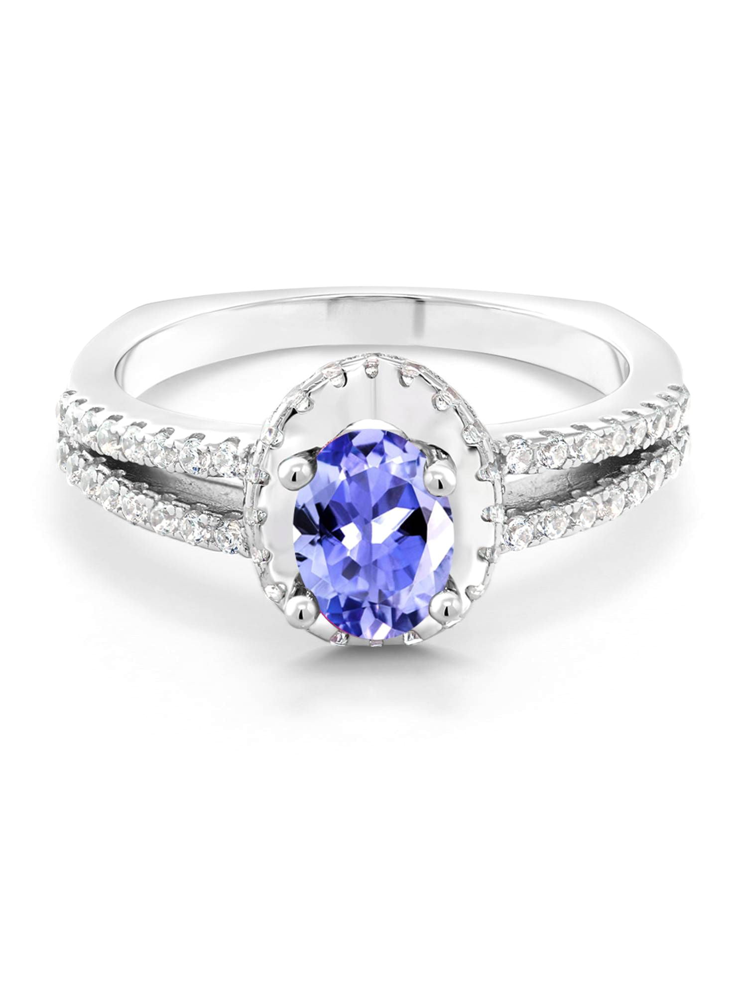 Multiple Sizes 2.78 Carat 925 Sterling Silver Genuine Blue Topaz and Tanzanite Ring 