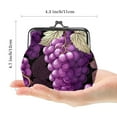 thumbnail image 2 of Grape Stylish Travel Wallet - 0.7 Microfiber Zinc Alloy Jaws Coin Purse, 4.3x4.7 in/11x12 cm, 2 of 7
