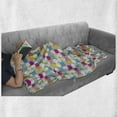 thumbnail image 6 of Vintage Soft Flannel Fleece Throw Blanket, Patchwork Pattern with Polka Dots and Stripes on Blue Toned Background Colorful, Cozy Plush for Indoor and Outdoor Use, 70" x 90", Multicolor, by Ambesonne, 6 of 6