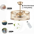 thumbnail image 4 of 20in Retro Ceiling Fan Light Gold Metal Fan Chandelier with Three Wind Speed Adjustable with Timing Remote Control Surface Mount for Living Room Dining Kitchen, 4 of 9