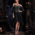thumbnail image 6 of YuXingFu Gothic Dresses for Women Halloween Mesh Lace Patchwork Suspender Off Shoulder Court Style Dress Gray S, 6 of 7