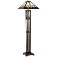 thumbnail image 3 of Robert Louis Tiffany Mission Rustic Floor Lamp 60 1/2" Tall Oiled Bronze with Nightlight Geometric Stained Art Glass Shade for Living Room Bedroom, 3 of 10