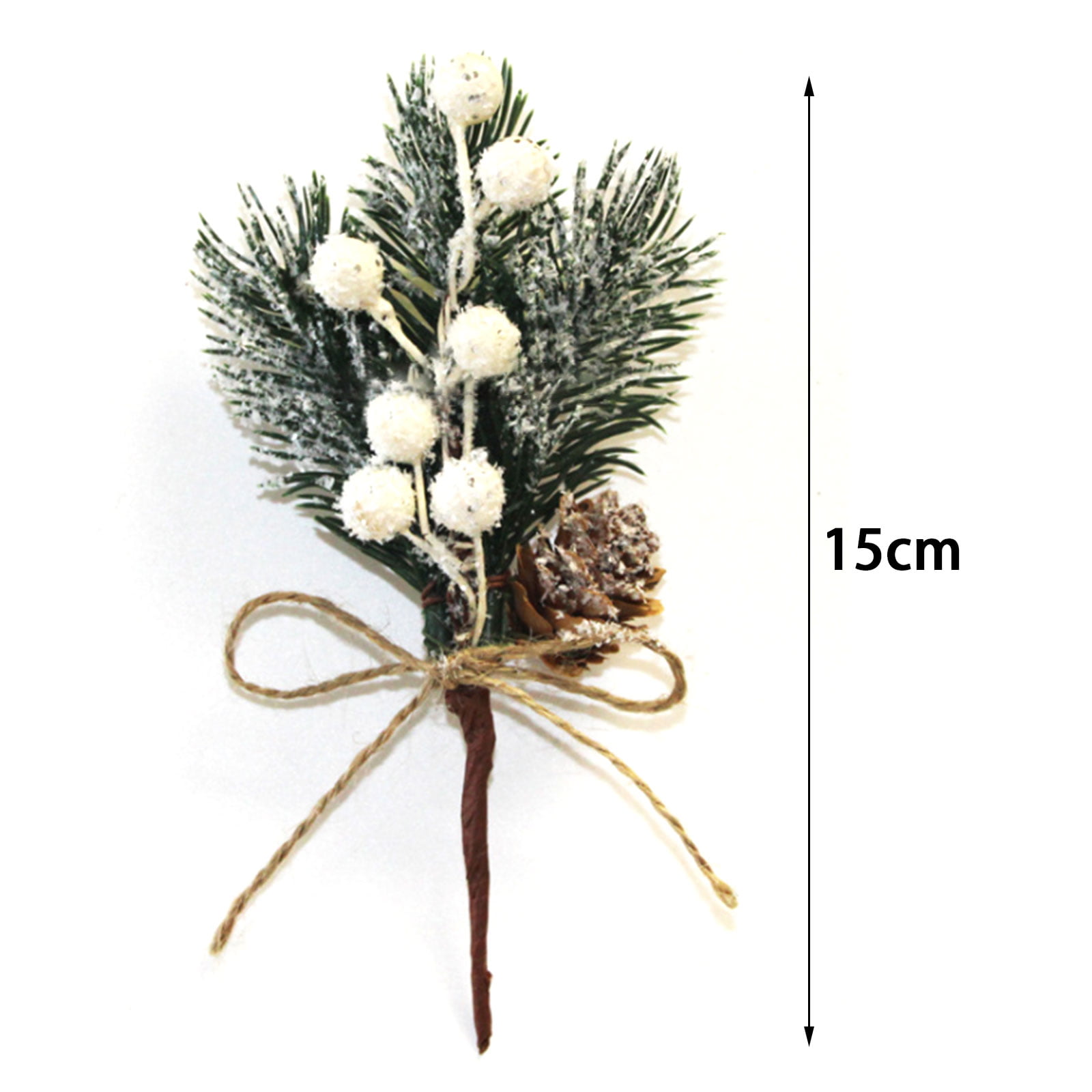 10pcs 9inch Christmas Floral Pine Cones, White Red Berry Stems, Artificial Pine Branches with Snowflakes Flocked Floral Picks for Crafts DIY Holiday