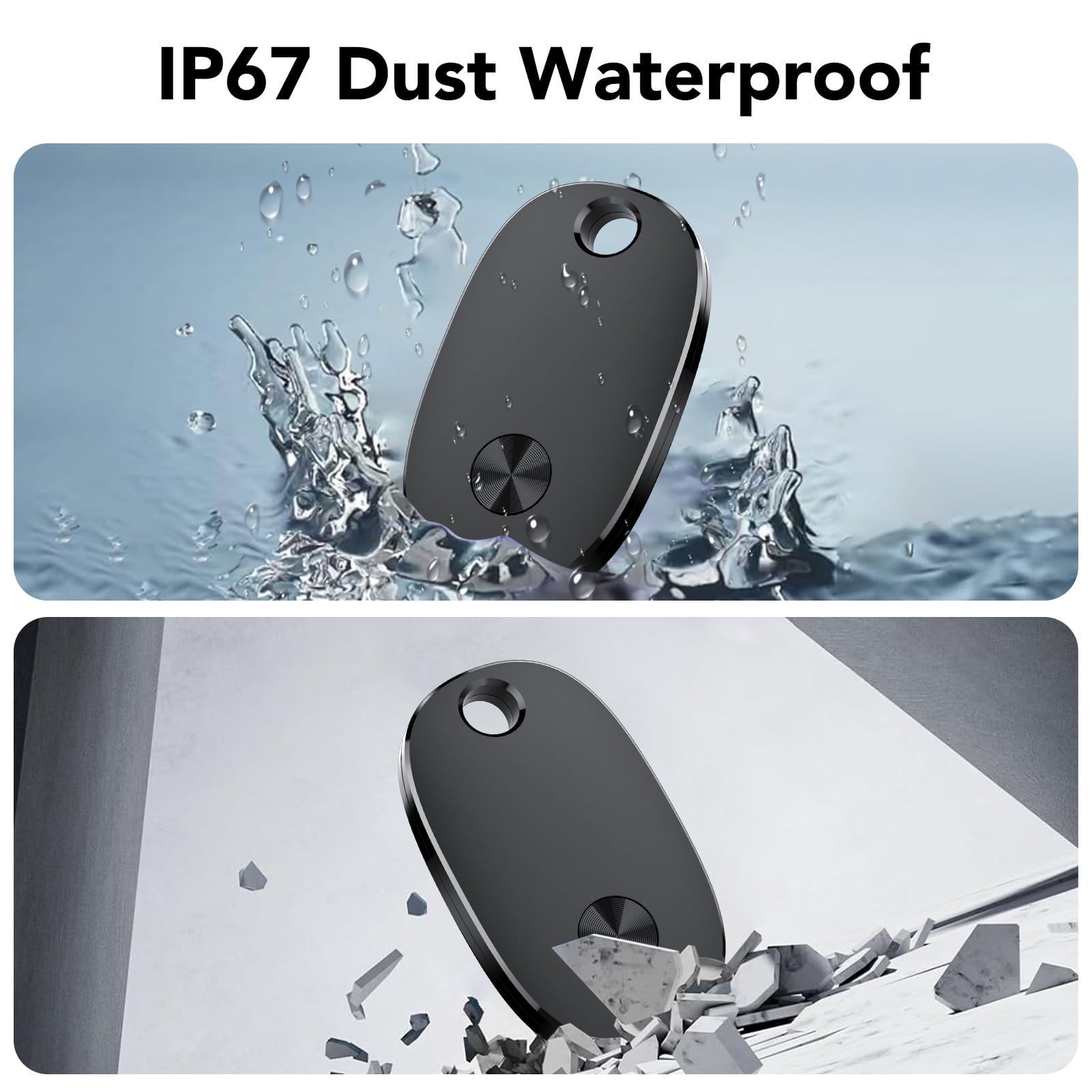 Bluetooth Tracker Tag 4 Packs, Item Locator Works with Find My APP(iOS Only), Smart Tag for Keys/Luggage/Wallets/Suitcases, Keys Finder Replaceable Battery, IP67 Waterproof Black, FCC Approved
