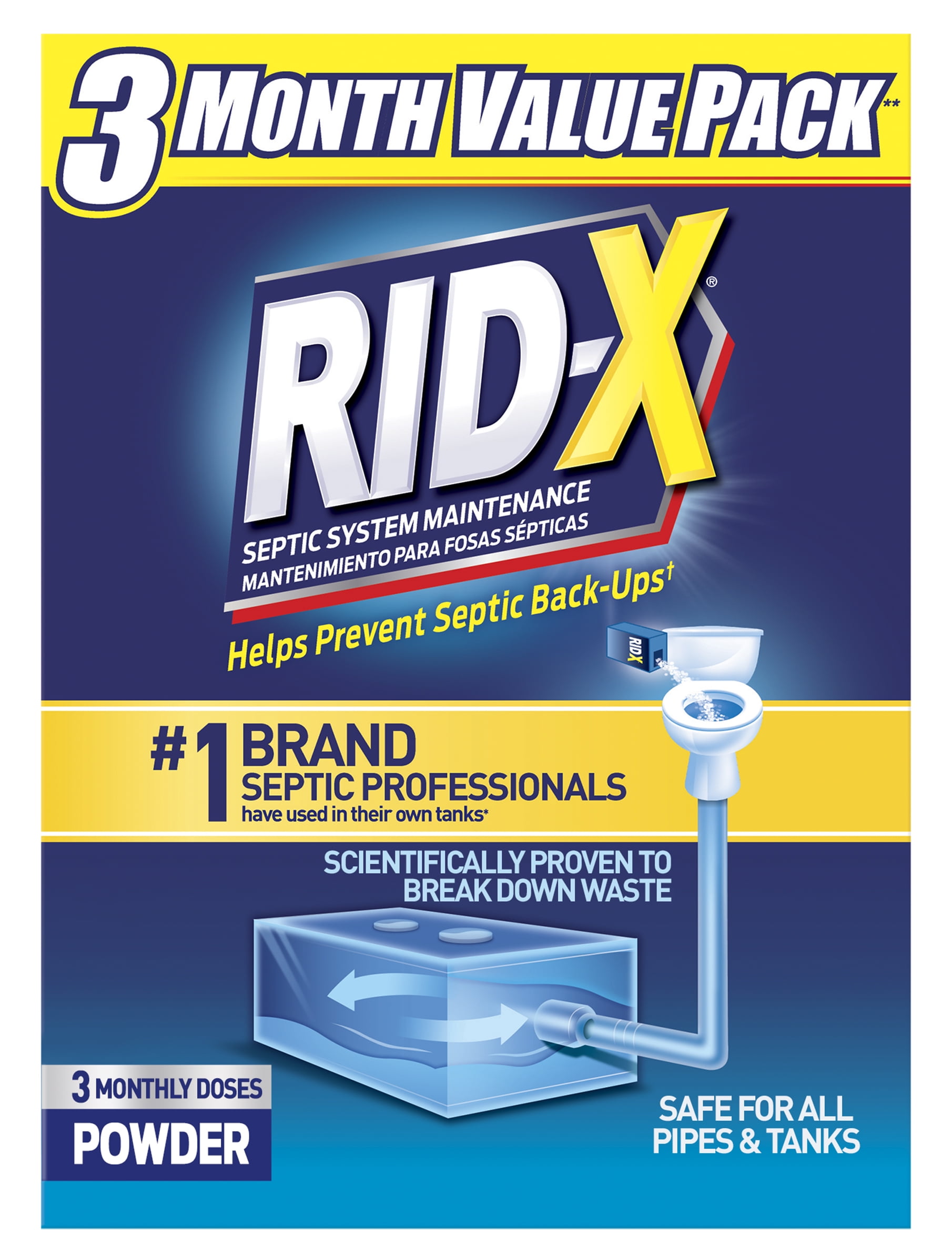 RID-X Septic Tank Treatment, 3 Month Supply Of Powder, 29.4oz, 100% Biobased