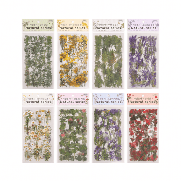 Pressed Flower Themed Sticker Set, 96 Sheets 1296 Pieces Decorative Stickers for Scrapbooking, Journaling & DIY Crafts