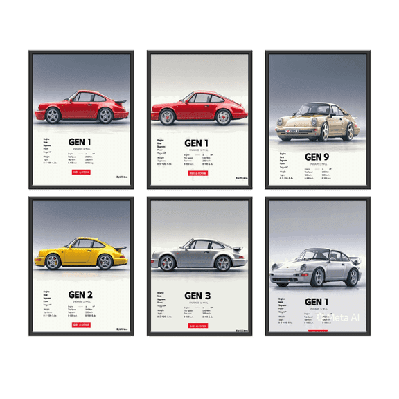 Car Canvas Wall Poster BMW M3 series 8x10 Inch 6 Posters for Bedrooms for Boys Offices or Man Caver for Garage E30 E46 E92 F80 G81 Unframed