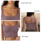 thumbnail image 5 of Camiseta sin mangas corta sin mangas, cuello cuadrado, Color puro, cómoda, transpirable, informal, para ir de compras, 5 of 6