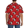 thumbnail image 3 of KLL Bulldog Red Print Men's Shirt Short Sleeve Button Down Summer Cuba Beach Shirts- Large, 3 of 5