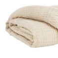 thumbnail image 2 of Benjara Woven Waffle Design Fabric Throw Blanket with Tassels, Set of 3, Cream, 2 of 5