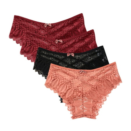Arnsht Sexy Cheeky Panties for Women Mesh Seamless Lace Criss Cross Bikini Underwear Breathable Wicking Briefs 4 Packs Multicolor#23 XXXL