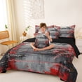 thumbnail image 4 of Homewish Red Cherry Blossoms 7 Pieces Full Size Bedding Sets,Japanese Ink Landscape Full Size Bed in a Bag,Black Reversible, 4 of 8