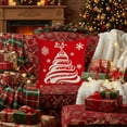 thumbnail image 6 of Luoshdecor Christmas Pillow Cover，Vintage Red White Linen Xmas Theme Decorative Throw Pillow Cases for Home and Living Room Winter Bed Decor 18x18 in, 6 of 6