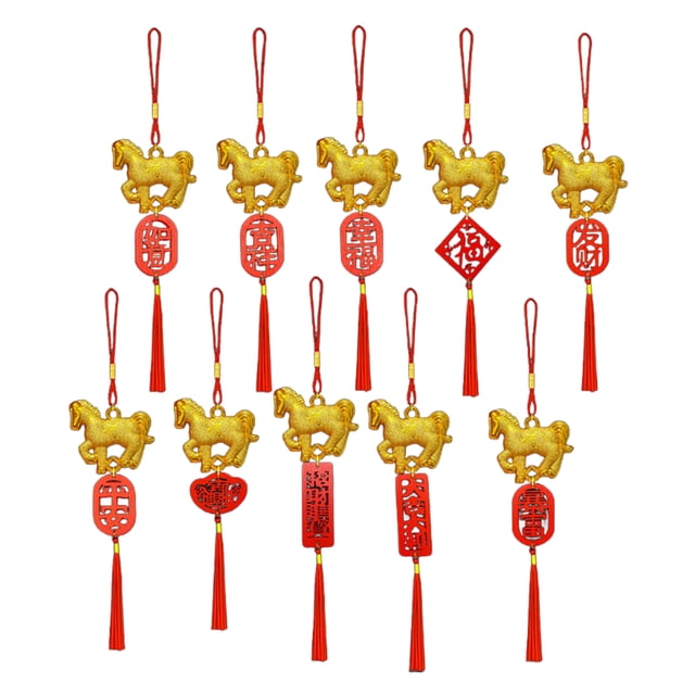 Colgante del año del caballo 2026, Año Nuevo chino, amuleto del caballo del zodiaco feng shui con borla para el Festival de Primavera, espejo retrovisor del coche, decoración del hogar