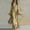 Khaki, variant on Women's Crew Neck Bell Sleeve Maxi Dress, Solid Loose Straight Mid Waist Floor-Length Casual Vacation Dress Khaki XL(XL)