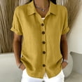 thumbnail image 2 of JYnXIANTI Summer Tops for Women Breathable Button Down Shirts Comfort Soft Lapel Blouses Casual Beach Travel Tshirt Outfits, 2 of 7