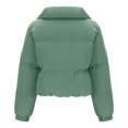 thumbnail image 3 of Qetyuw Crop Puffer Jacket for Women Full Zip Up Lapel Down Coat Winter Long Sleeve Casual Jackets Outwear, 3 of 7