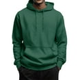 thumbnail image 2 of Qwertyu Mens Oversized Hoodies Collar Drawstring Hooded Sweatshirts Casual Plain Pullover Collar Long Sleeve Shirts Dark Green L, 2 of 6