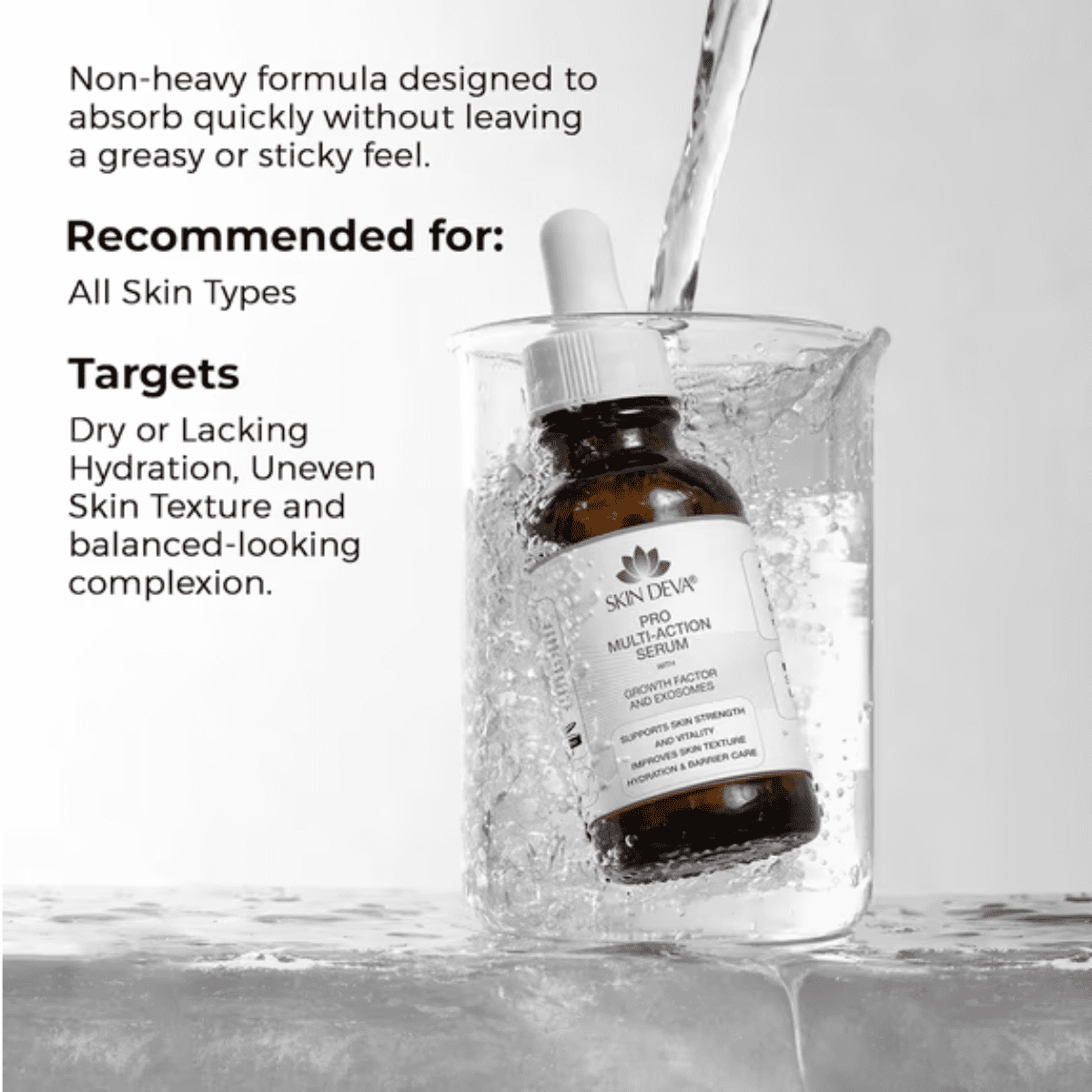 Skin Deva Pro Multi-Action Facial Serum with Exosome Bio-Active Complex – Hydrating Face Serum for Smooth, Even-Looking Skin – Lightweight Moisture Support Formula for Daily Skincare, 1 Fl Oz