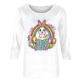 thumbnail image 4 of Kctiaxy Happy Easter Womens Tops Round Neck 3/4 Length Sleeve T-Shirts Fashion Graphic Loose Fits Dressy Festival Pullover Blouse Summer Tees, 4 of 7