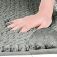 thumbnail image 3 of Unique Bargains Striped Bathroom Rugs Soft Absorbent Fluffy Chenille Bath Mat Rug Non Slip Grey 20" x 32", 3 of 6