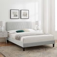 thumbnail image 2 of Platform Bed Frame, King Size, Velvet, Light Grey Gray, Modern Contemporary Urban Design, Bedroom Master Guest Suite, 2 of 10