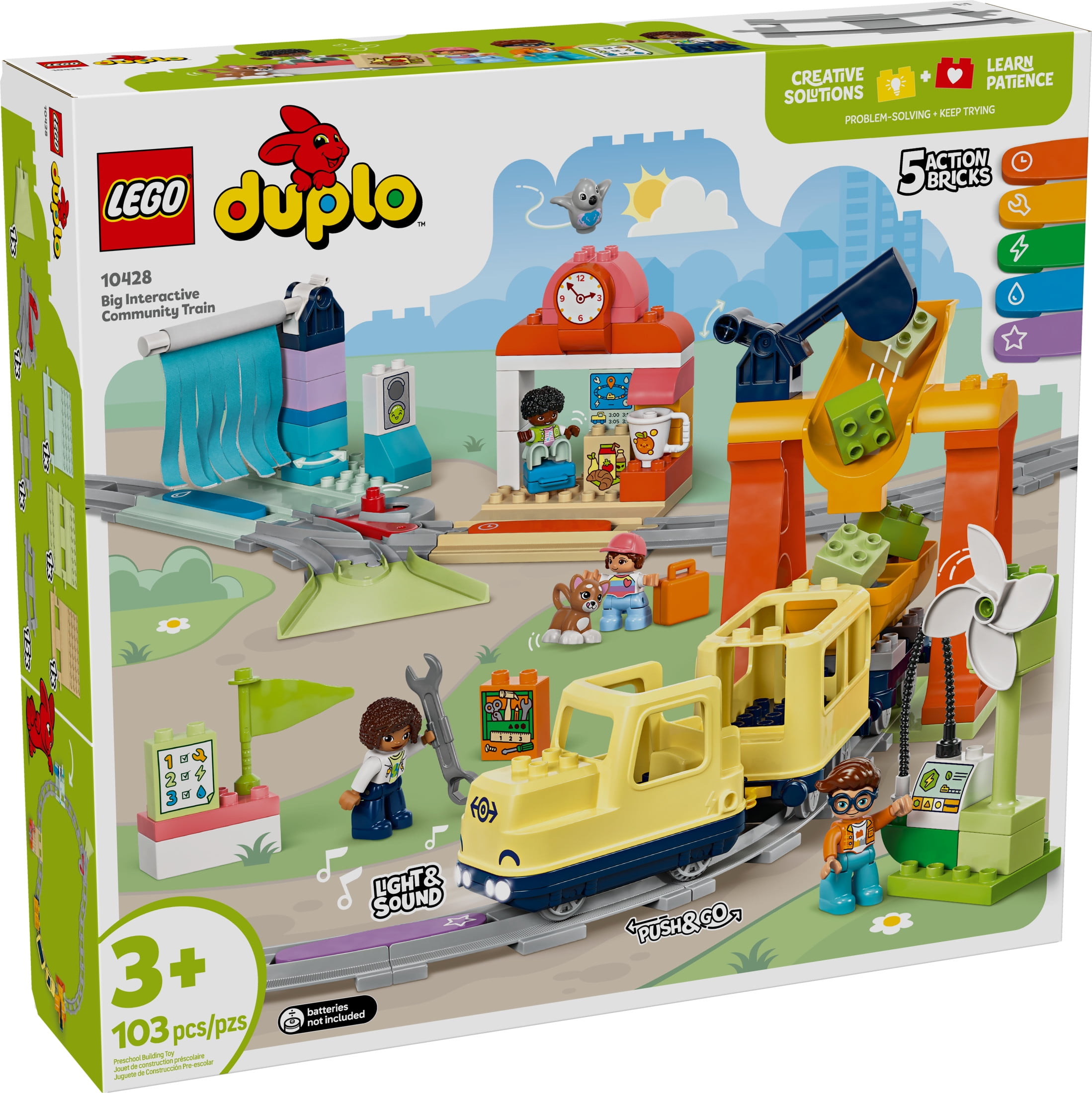 LEGO DUPLO Town Big Interactive Community Train Set - Learning Toddler Train Toy Playset for Boys and Girls, Ages 3+ - Gift Idea for Birthdays and Holidays - 10428