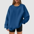 thumbnail image 2 of Hoodies for Women Womens Sweatshirts Oversized Autumn and Winter Hoodies Loose Top Solid Color Shoulder Sleeve Pullover Sweatshirt Womens Sweatshirt Adult Female Clothes(Navy,S), 2 of 8