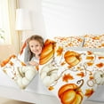 thumbnail image 4 of Manfei White Orange Pumpkin Queen Comforter Set, Vintage Rustic Flower Floral Bedding Comforter Set, Maple Leaf Reversible Bedding Set, Ultra Soft Home Decor, 3pcs, 4 of 8