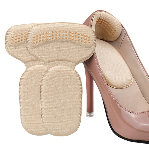 2-In-1 Adhesive Heel Pad, Off-White - 2-In-1 Knitted Sponge Heel Cushion Inserts, Soft Blister Protectors for Loose Shoes, Foot Masks Easter Mother'S Day Silica Gel High Heel Makeup Organizers