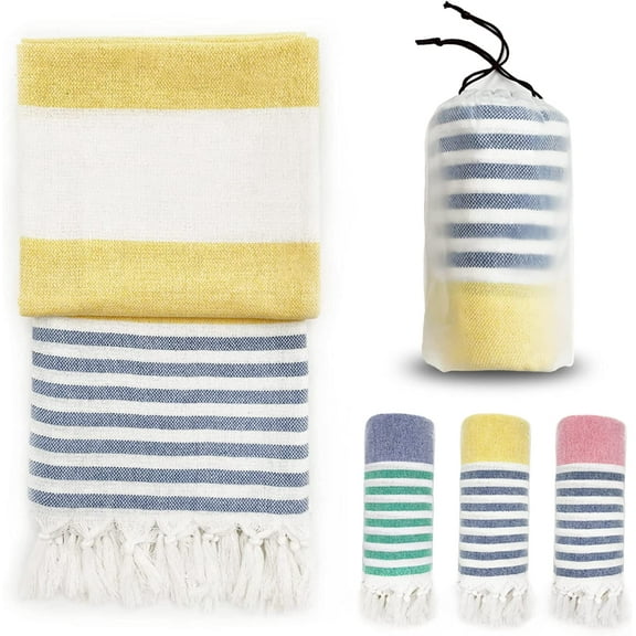 LYFJXX Turkish Beach Towels, Beach Towel, 39 x 71 inch, Quick Dry Sand Free, All Ages, Yellow