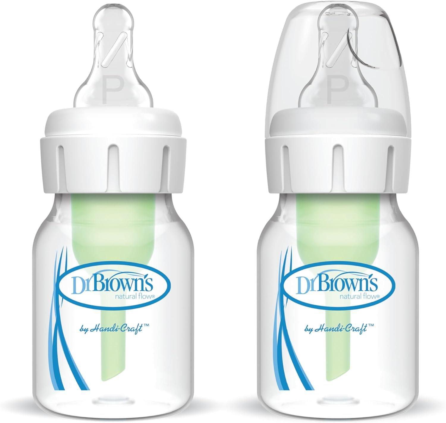 Dr. Brown's Anti-Colic Narrow Baby Bottle, 2oz/60mL with Preemie Flow Nipple, 2 pack, 2 pack