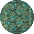 thumbnail image 1 of Ahgly Company Machine Washable Indoor Round Persian Turquoise Blue Traditional Area Rugs, 7' Round, 1 of 4