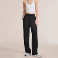 thumbnail image 1 of Pantalones elegantes para mujer sueltos informales línea H bolsillos con cierre de cremallera traje de trabajo de oficina, 1 of 9