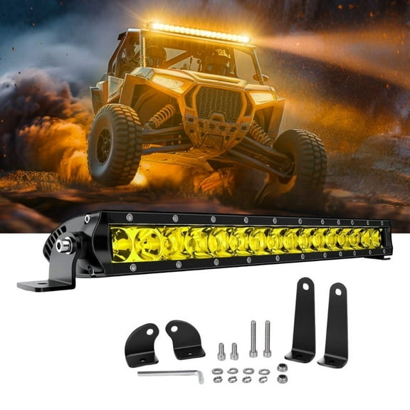 Nilight Amber 17inch 80W Super Slim Spot Flood Combo Light Bar 8000LM 3D Driving Fog off Road Lights for Trucks Pickup SUV ATV UTV Boat 4x4 Van Camper-2 Style Mounting