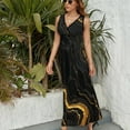 thumbnail image 5 of Black And Gold Marble Texture Dress Summer Street Style Bohemia Long Dresses Female Sleeveless Printed Maxi Dress, 5 of 9