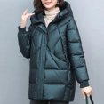 thumbnail image 6 of HTNBO Women Long Quilted Coat Winter Hooded Long Sleeve Puffer Padded Jackets Zip-up Warm Thicken Outerwear Pockets, 6 of 7