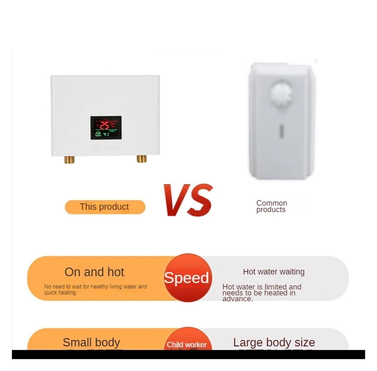 Hot Water Heater Instant Electric Water Heater Home Intelligent Constant Temperature And Rapid Heating Tankless Heater ,Safety Protections
