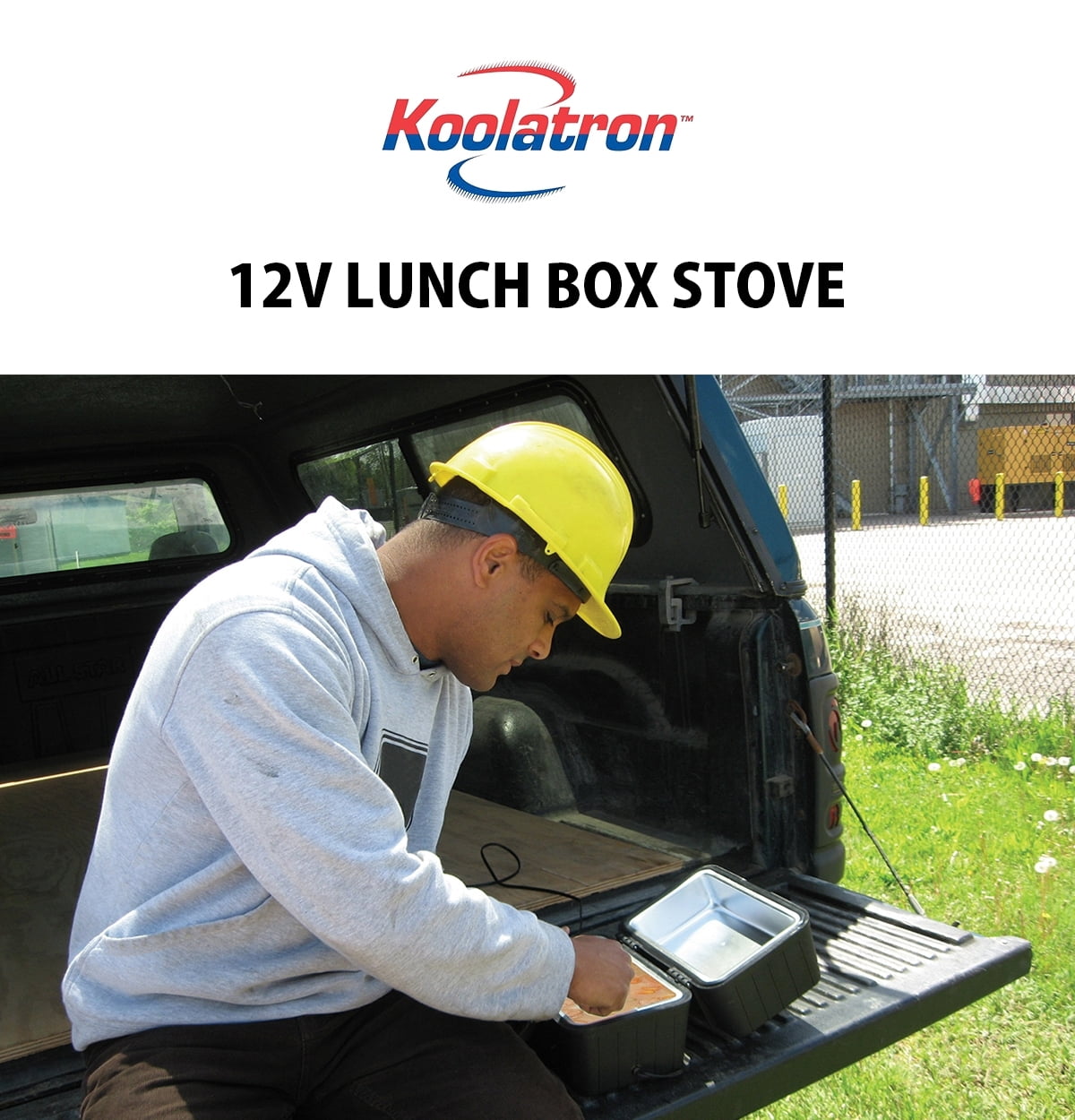 Koolatron 12V Heating Lunch Box Stove 1.6 Qt, 1.5 L, Classic Construction Worker Classic Black Lunchbox for Car, SUV, Truck, RV, Boat