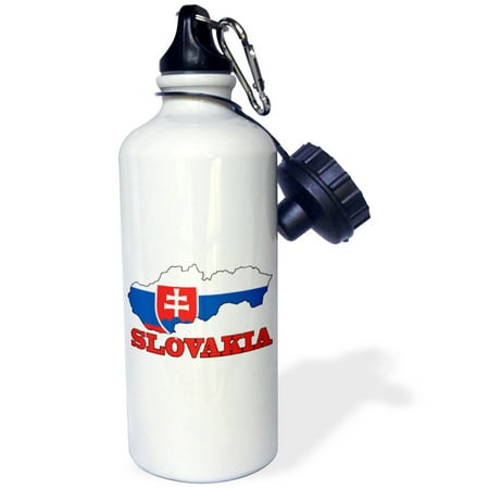 

3dRose The flag of Slovakia in the outline map of the country and name Slovakia Sports Water Bottle 21oz