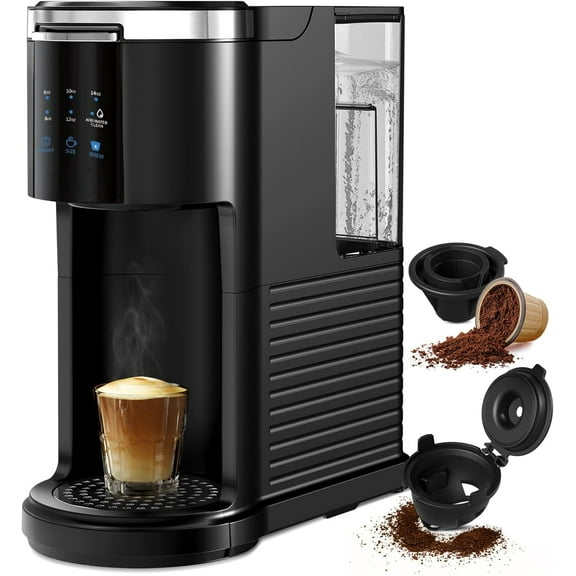 Single Serve Coffee Maker 2 in 1 Coffee Machine with Ground Coffee & Pods CoffeeMini One Cup Drip Coffee Maker with Auto Cleaning  Shut Off